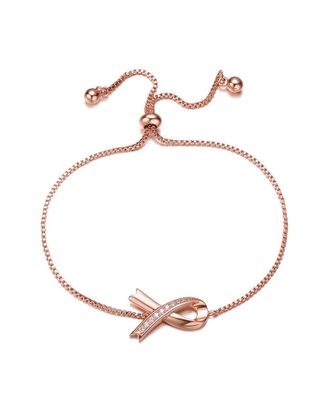 Rachel Glauber 18K Rose Gold Plated Cz Love Bracelet