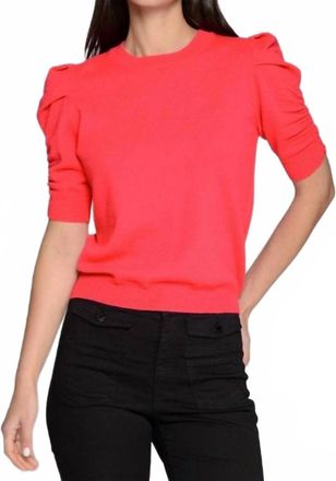Vilagallo Puffed Short Sleeved Wool Jumper In Orange