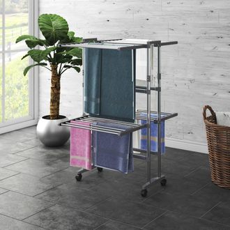 vidaXL Vidaxl - Tendedero De 2 Niveles Con Ruedas Plateado 60x70x106 Cm
