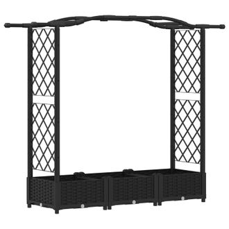 vidaXL Cama Elevada Con Trellis Y Techo Negro 169 X 40 X 125 Cm Pp Vidaxl