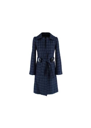 Dolce & Gabbana blue houndstooth silk-blend coat Size XXS
