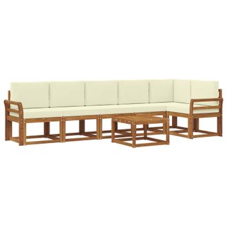 vidaXL Conjunto De Sof&aacute;s De Exterior Con Coj&iacute;n 7 Pcs Natural Y Crema Vidaxl