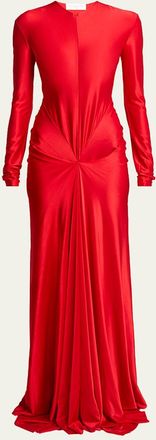 Victoria Beckham Twisted Cutout Long-Sleeve Gown
