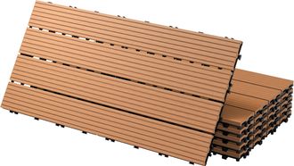 ECD Germany Ecd Germany Baldosas De Patio Wpc De 60x30 Cm 18 Piezas Por 3m&sup2; Con Aparencia De Madera Marr&oacute;n Claro Con Sistema De Drenaje Y Instalaci&oacute;n Mediante Cli