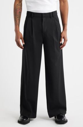 Krost Eco Pleated Wide Leg Trousers in Black at Nordstrom, Size X-Large