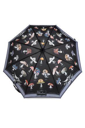 Moschino Folding Umbrella With Print, Unisex, Black