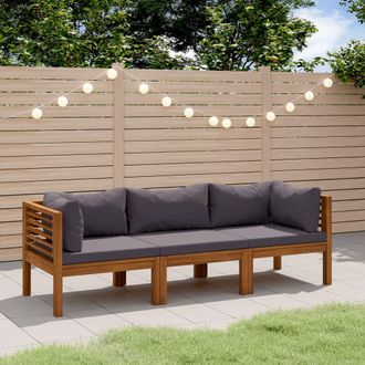 vidaXL Vidaxl - Sof&aacute; De Jard&iacute;n De 3 Plazas Con Coj&iacute;n Madera Maciza De Acacia