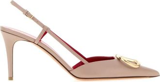 Valentino Garavani Pink Leather Logo Pumps