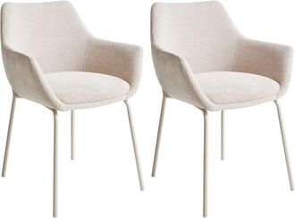Beliani Set of 2 Dining Chairs BOWDON Chenille Light Beige
