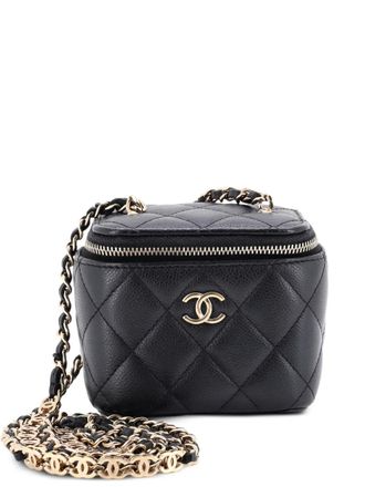 Chanel Tiny CC Link Vanity Case with Chain Quilted Caviar Mini clutch bag - Nero