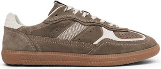 Alohas Taupe Leather Sneakers with Suede Texture