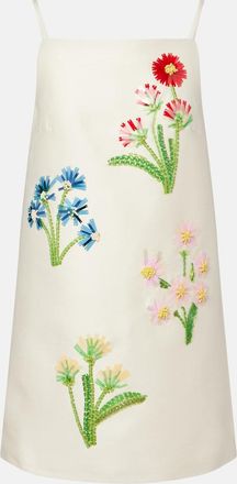LEO LIN Leia embellished wool and silk minidress