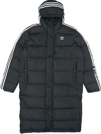 adidas originals Long Down Side Logo Printing mid-length Sports Down Jacket Black HI4658