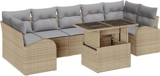vidaXL Vidaxl - Garden Sofa Set with Cushion 8 pcs Beige Poly rattan