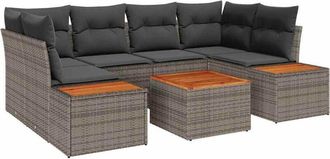 vidaXL Conjunto De Sof&aacute; De Jard&iacute;n Con Coj&iacute;n 6 Pcs Gris Polirat&aacute;n Vidaxl