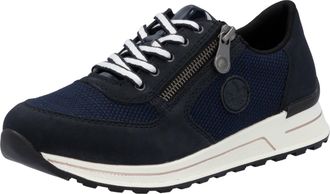 Rieker Sneaker RIEKER, Damen, Gr. 36, blau (nachtblau), Lederimitat, Textil, Schuhe Sneaker, Freizeitschuh, Halbschuh, Schn&uuml;rschuh im Materialmix