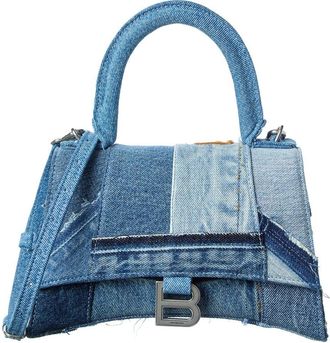 Balenciaga Hourglass Small Denim Top Handle Shoulder Bag