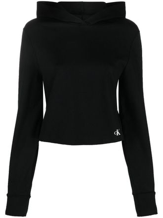 Calvin Klein Jeans Felpa crop con cappuccio - Nero
