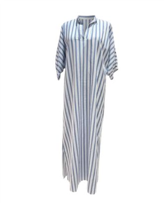 Adrienne Womens Blakely Ten Stripe Dress In Lt. Blue
