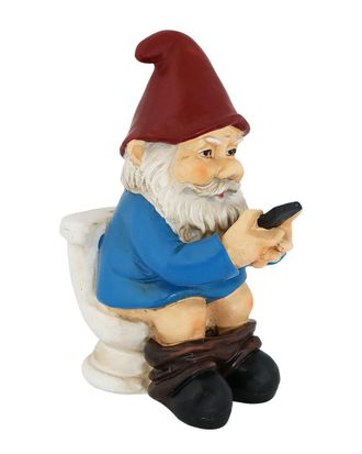 Sunnydaze Cody The Gnome Reading Phone On The Throne