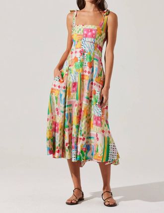 Astr Shiann Tie Shoulder Midi Dress In Multicolor