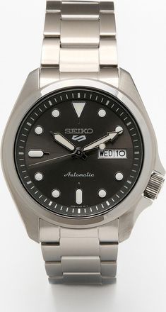 Seiko Mens Charcoal-grey face silvery watch