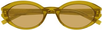 Saint Laurent Eyewear Saint Laurent Sl 567 Linea Corner Angle 004 Green Transparent Brown Sunglasses