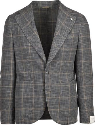 L.B.M. 1911 Refined Checkered Cotton-Silk Blazer With Rounded Silhouette