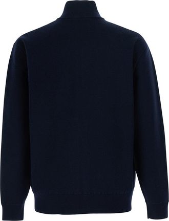 Dr&ocirc;le de Monsieur Mens Wool Sweater Kitt Blue Tops Top