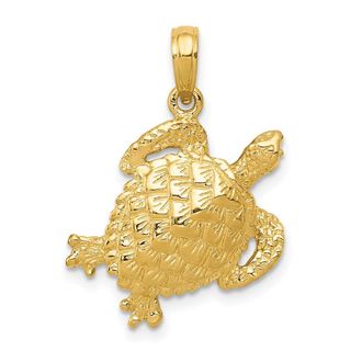 Diamond2Deal 10k Yellow Gold Solid Polished Open-Backed Turtle Pendant