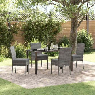 vidaXL Conjunto De Comedor De Jard&iacute;n 5 Pcs Gris Polirat&aacute;n Vidaxl
