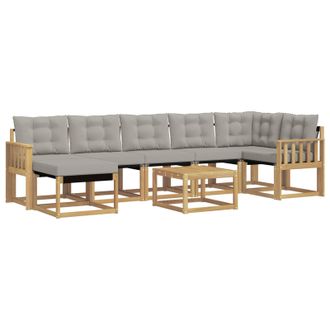 vidaXL Conjunto De Sof&aacute;s De Exterior 8 Pcs Blanco Y Gris Claro Vidaxl