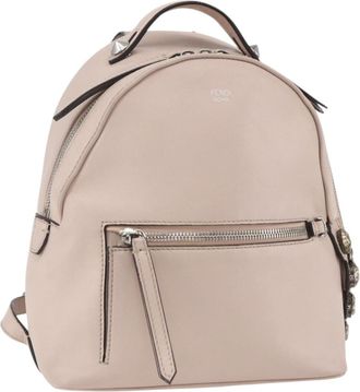 Fendi By The Way Leather Beige Leather Backpack Bag (Pre-Owned)