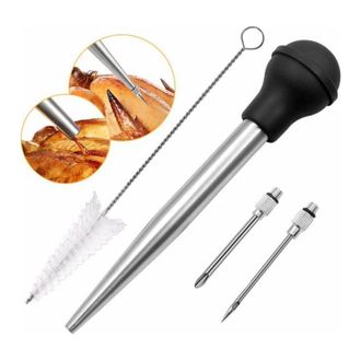 OEM Bulbo De Jugo De Acero Inoxidable 304 Y Caucho, Bulbo De Jeringa De Grado Alimenticio Para Salsas Con Aguja De Inyecci&oacute;n Y Cepillo De Limpieza Para Co