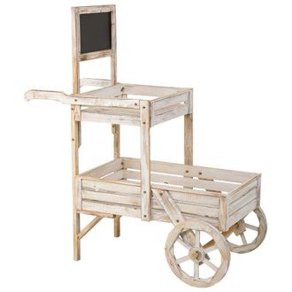 Wanderlust Deco Carro expositor con ruedas de madera blanco 100x52x120