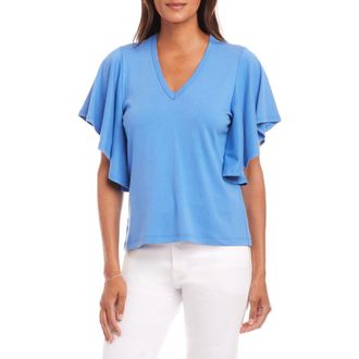 Karen Kane Flutter Sleeve T-Shirt in Dusty Blue at Nordstrom, Size Small