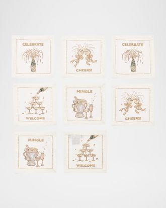 Kim Seybert Cheers Embroidered Cocktail Napkins, Set of 8