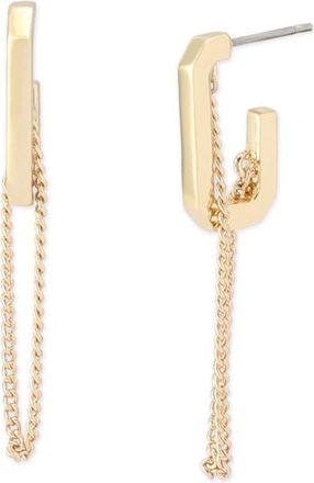 AllSaints Swag Hexagon Chain Drop Huggie Hoop Earrings in Shiny Gold at Nordstrom