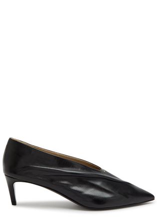 Khaite Miriam 50 Draped Leather Pumps - Black