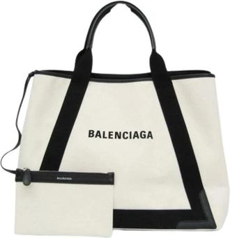 Balenciaga Pre-owned Tote Bags, female, White, Size: ONE SIZE Pre-owned Navy Cabas Tote