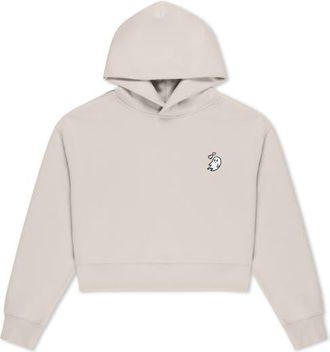Dalix Heartly Ghost Midweight Fleece Relaxed Cropped Hoodie in Bone at Nordstrom, Size Xx-Large