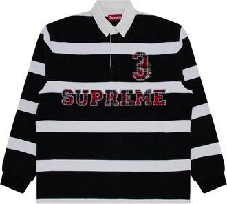 SUPREME Stripe Rugby FW25 Black FW25KN10-BLACK