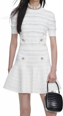 Self Portrait Pointelle Knit Top In White