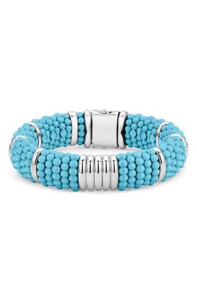 Lagos Blue Caviar Ceramic Rope Bracelet in Silver/Blue at Nordstrom, Size 6.5 In