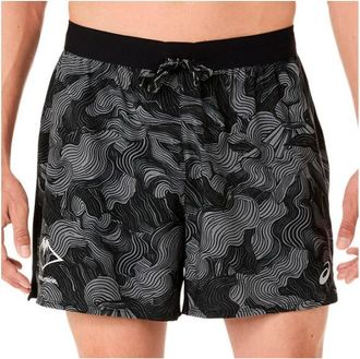 Asics Fujitrail All Over Print 5 Short Laufshorts f&uuml;r Herren | schwarz