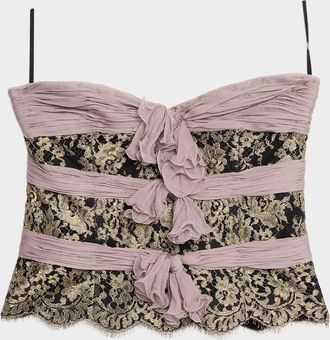 Valentino Garavani Strapless Lace Triple-Bow Top