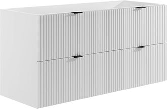 Vente-Unique Mueble de ba&ntilde;o suspendido estriado - Blanco mate - 120 cm - ZEVINI