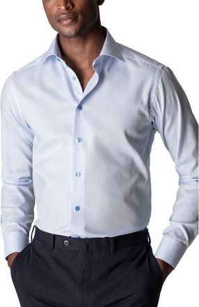 Eton Slim Fit Solid Dress Shirt in Blue at Nordstrom, Size 14.5