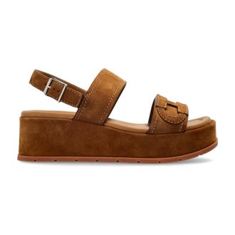 Hogan Wedges, female, Brown, Size: 8 1/2 US Suede Platform Sandals H703