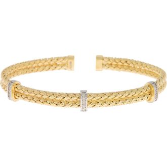 Meshmerise Pave Diamond Mesh Cuff Bangle Bracelet in Yellow at Nordstrom Rack
